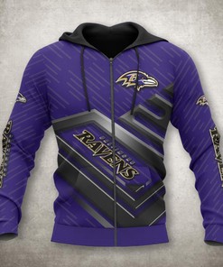 Baltimore Ravens Zip Up Hoodie All Over Print 3D No 1 Fan Gifts For Fans