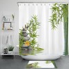 Bamboo And Butterfly Flower Green Botanical Shower Curtain For Bathroom Accessories 