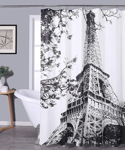 Bamboo Ceramic Shower Curtain In Waterproof Fabric