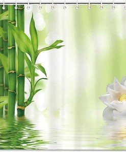 Bamboo Design Shower Curtain - Waterproof Bath Accessory for Home Bathroom Decor by WengBeauty