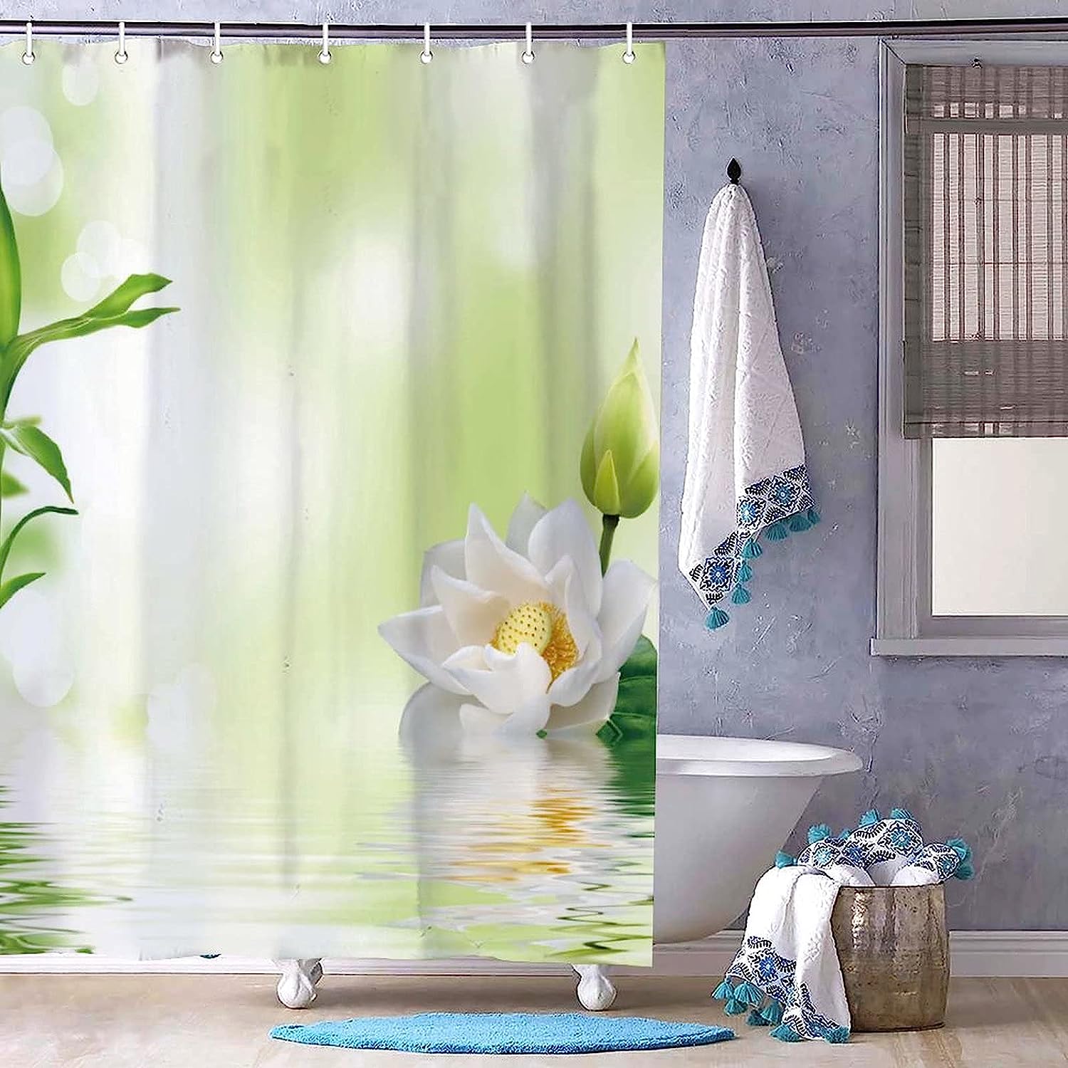 Bamboo Design Shower Curtain - Waterproof Bath Accessory for Home Bathroom Decor by WengBeauty