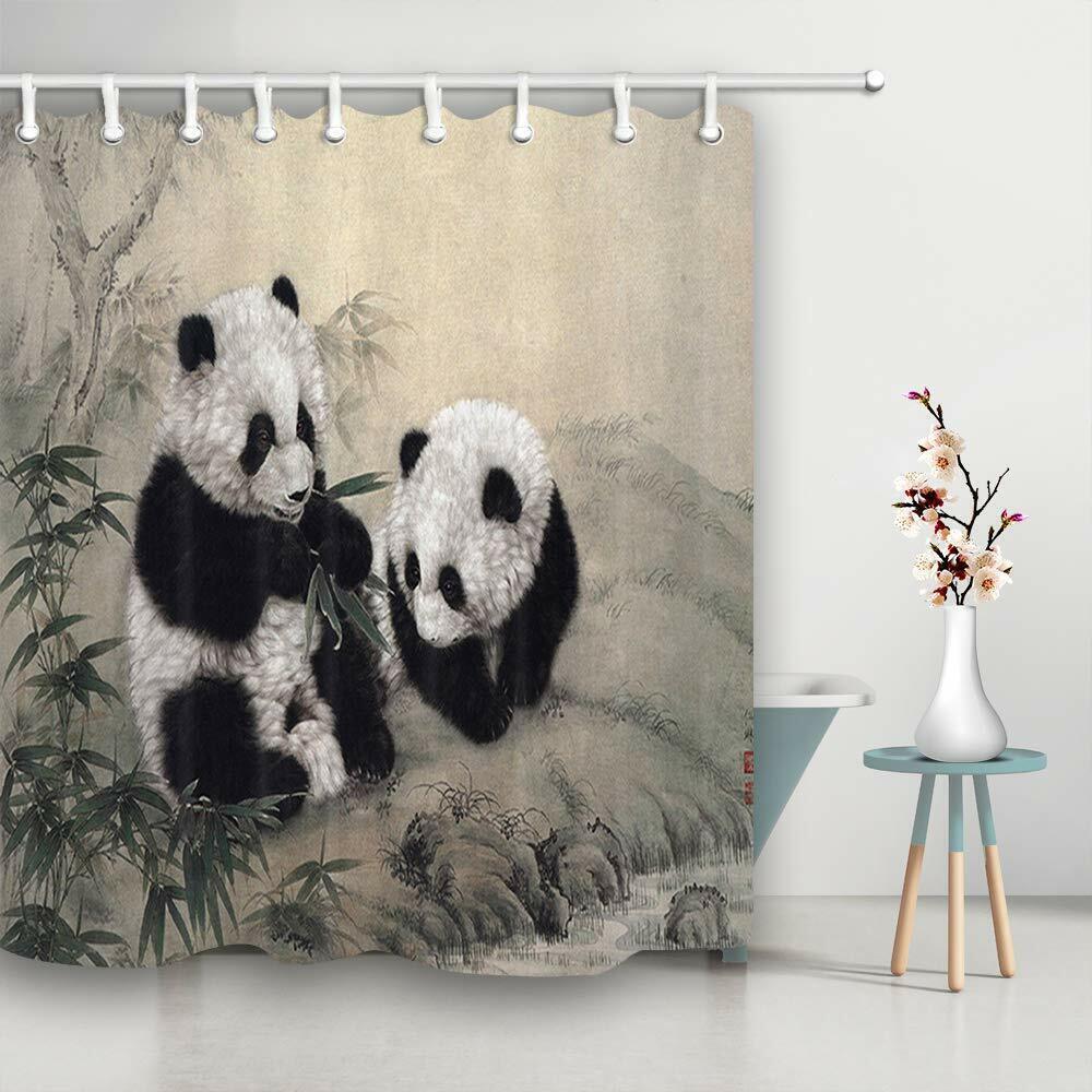 Bamboo Fabric Panda Shower Curtain - Wildlife Bathroom Decor