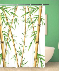 Bamboo Forest Abstract Nature Plant Tree Leaves Pattern Shower Curtain