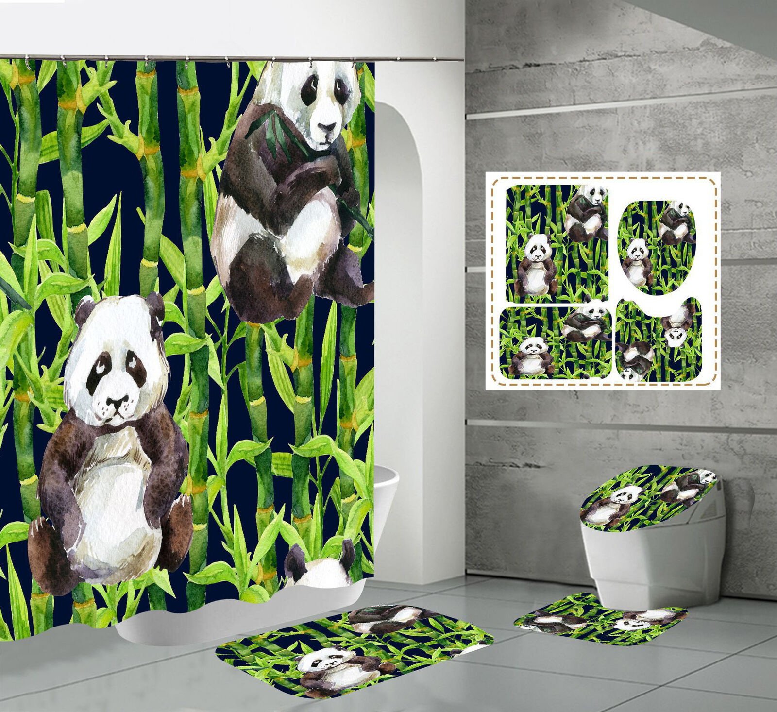 Bamboo Forest Panda Shower Curtain - Waterproof for Bathroom Decoration