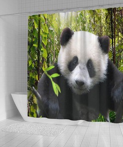 Bamboo Jungle Panda Bear Shower Curtain, Funny & Cute Home Decoration Artwork, Quirky Bathroom Decor
