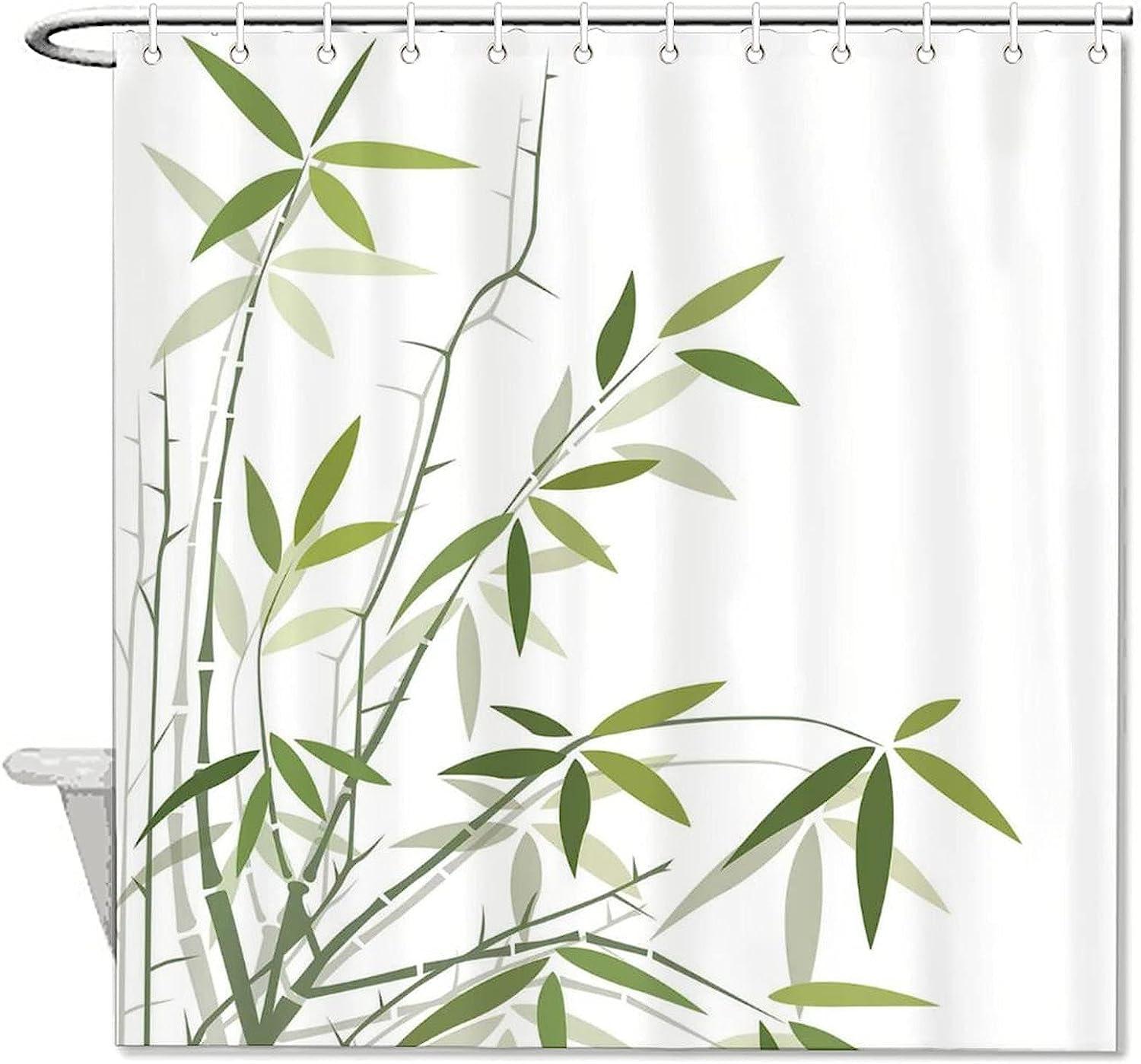 Bamboo Leaf Shower Curtain - Designer Bathroom Decor with Waterproof Fabric by WengBeauty
