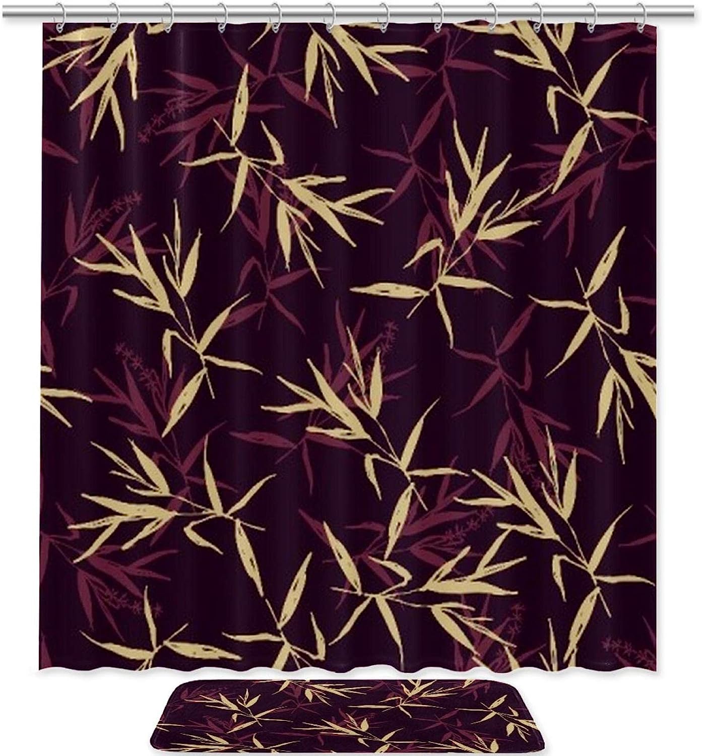 Bamboo Leaf Silhouette Contrast Color Curtain Full Size For A Sophisticated Look