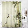 Bamboo Leaves Birds Ink Painting Shower Curtain - 3D Print