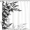 Bamboo Leaves Clear Background Shower Curtain - Decorative Fabric Bath Curtain For Your Asian Bathroom Decor