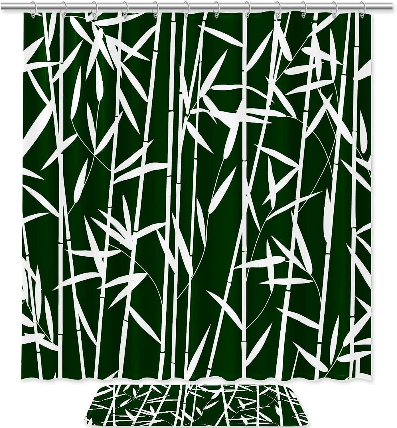 Bamboo Leaves Shower Curtain For Bathroom Decor