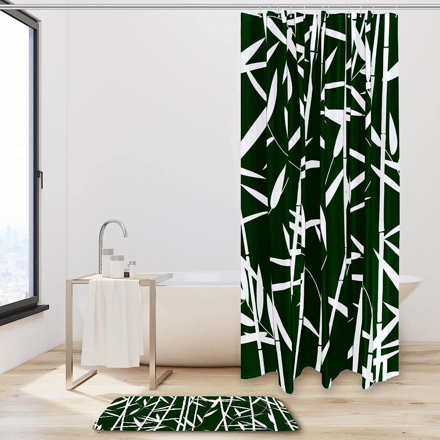 Bamboo Leaves Shower Curtain For Bathroom Decor - Image 2