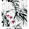 Bamboo Leaves Traditional Bathroom Set With Waterproof Fabric Shower Curtain