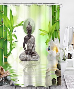 Bamboo Print Shower Curtain for Eco-Friendly Bathroom Decor