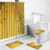 Bamboo Printed Shower Curtain with Green Leaf Lotus Flowers, Set for Bathroom Decor