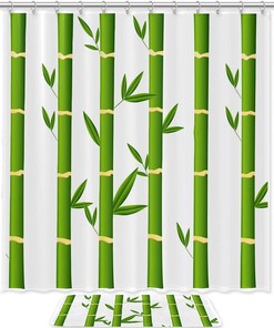 Bamboo Shower Curtain, Microfiber Bathroom Accents Fabric Machine Washable