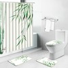 Bamboo Summer Shower Curtains Set With Green Plant Leaves Scenery For Bathroom Decor