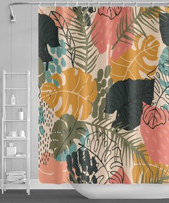 Banana Leaf Shower Curtain, Summer Jungle Shower Curtain for Your Exotic Bathroom