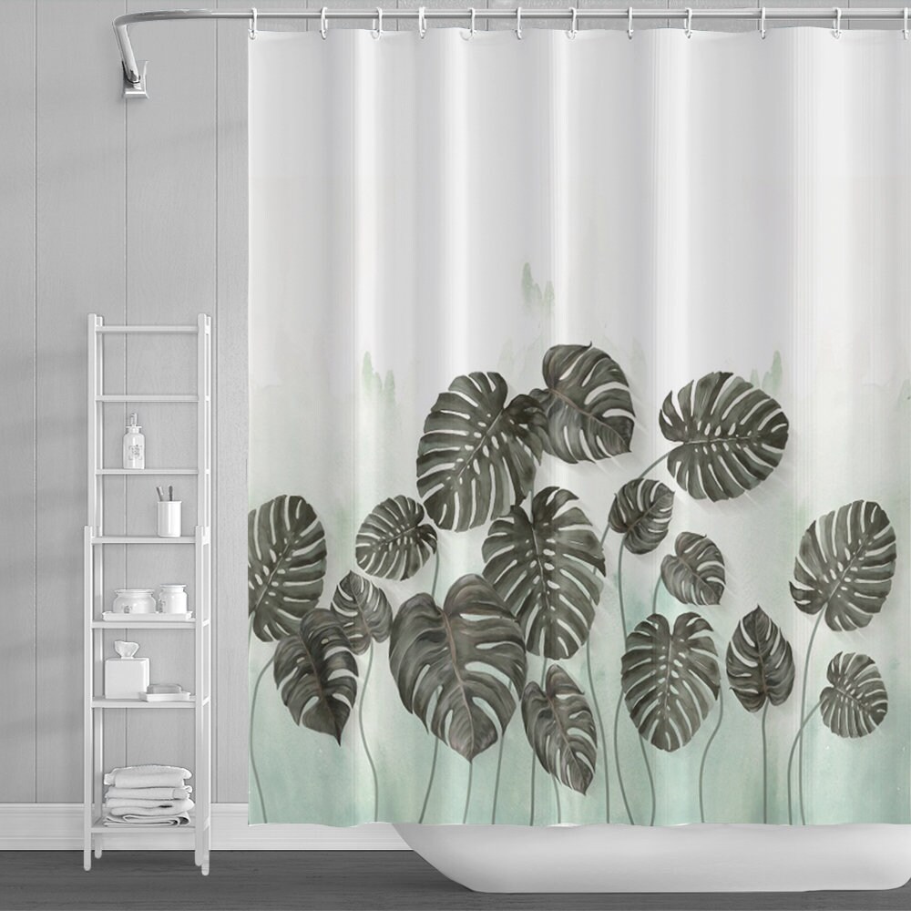 Banana Leaf Shower Curtain, Summer Jungle Shower Curtain for Your Exotic Bathroom