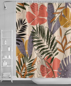Banana Leaf Shower Curtain, Summer Jungle Shower Curtain for Your Exotic Bathroom