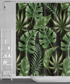 Banana Leaf Shower Curtain, Summer Jungle Shower Curtain for Your Exotic Bathroom