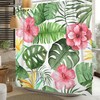 Banana Leaf Shower Curtain With Hibiscus Plumeria Floral Print