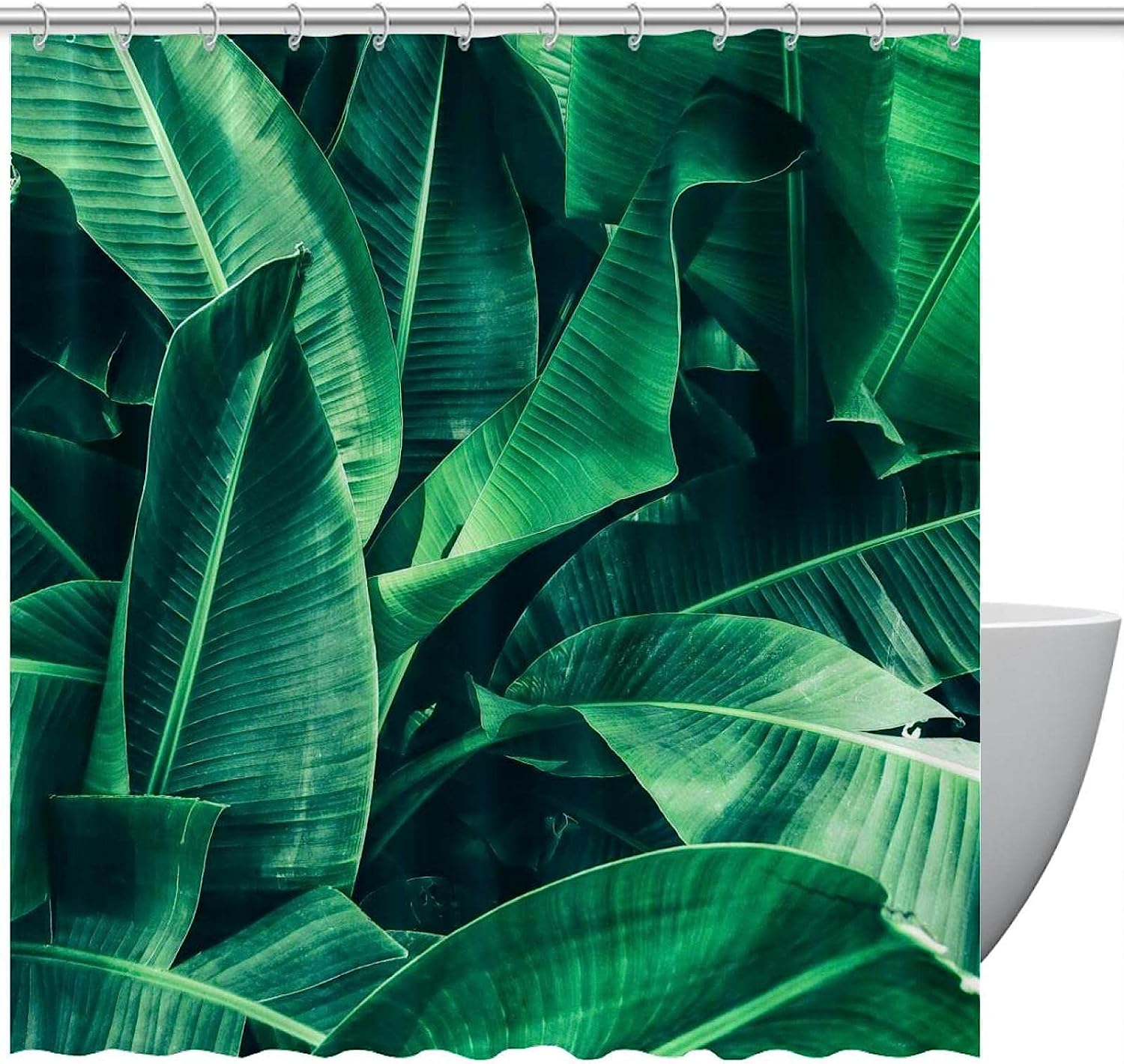 Banana Leaf Texture Palm Leaf Luxury Shower Curtains for Bathroom Decor