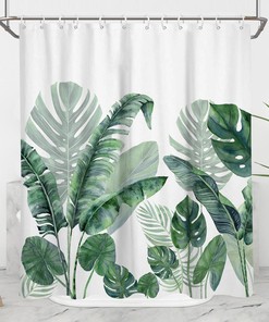 Banana Leaf Tropical Plant Shower Curtain For Exotic Bathroom