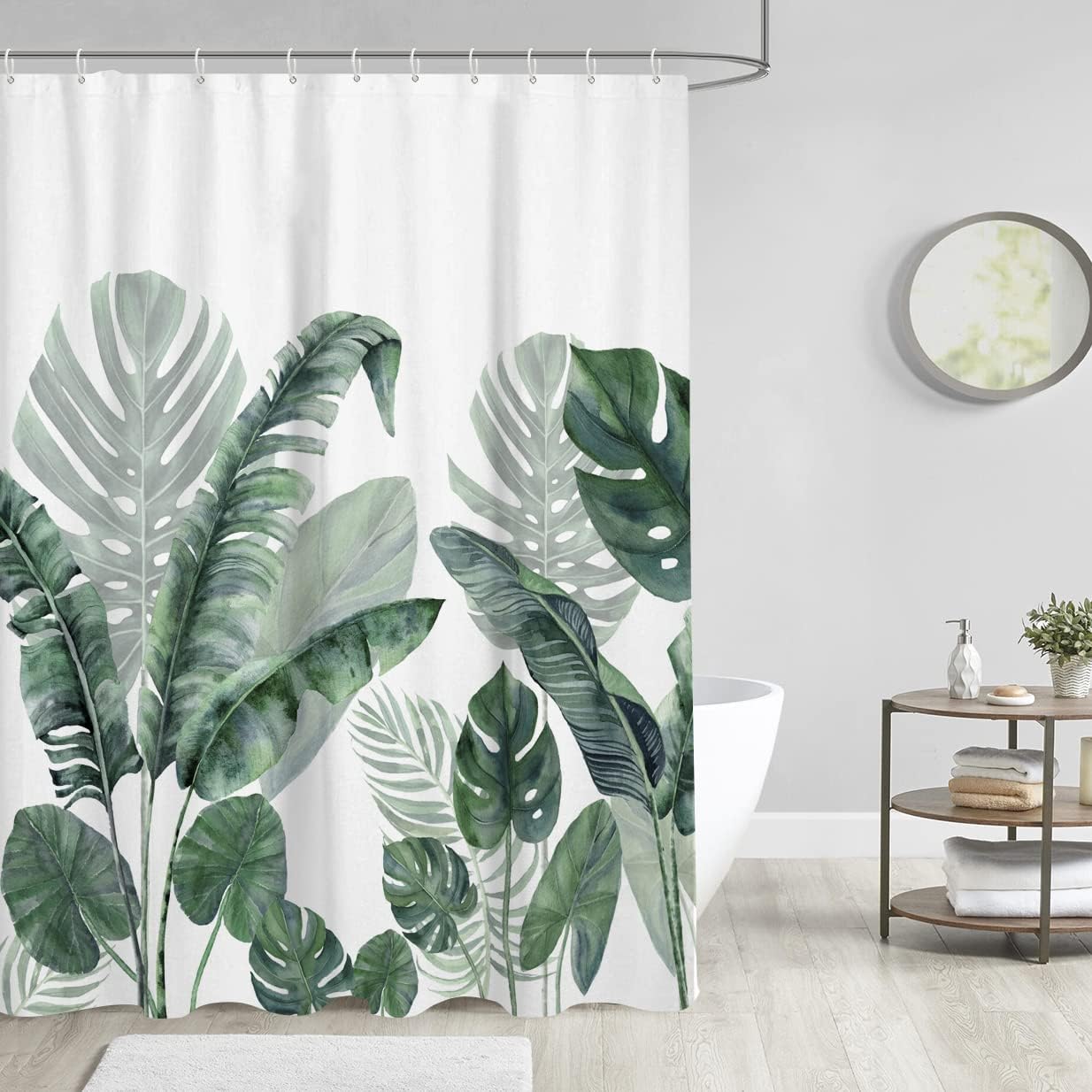 Banana Leaf Tropical Plant Shower Curtain For Exotic Bathroom - Image 2