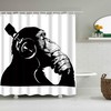 Banksy Headphone Thinking Gorilla Funny Monkey Shower Curtain Bathroom Decor