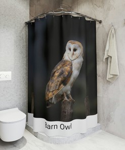 Barn Owl Printed Shower Curtain - Wildlife Bathroom Decor