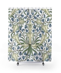 Baroque Bluebell Design William Morris Shower Curtain - Vintage English Bathroom Accessory