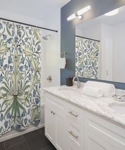 Baroque Bluebell Design William Morris Shower Curtain - Vintage English Bathroom Accessory