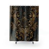 Baroque Floral Shower Curtain With Black And Gold Prints - Waterproof Fabric