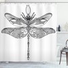 Baroque Ornamental Print Dragonfly Shower Curtain For Chic Bath Decorr