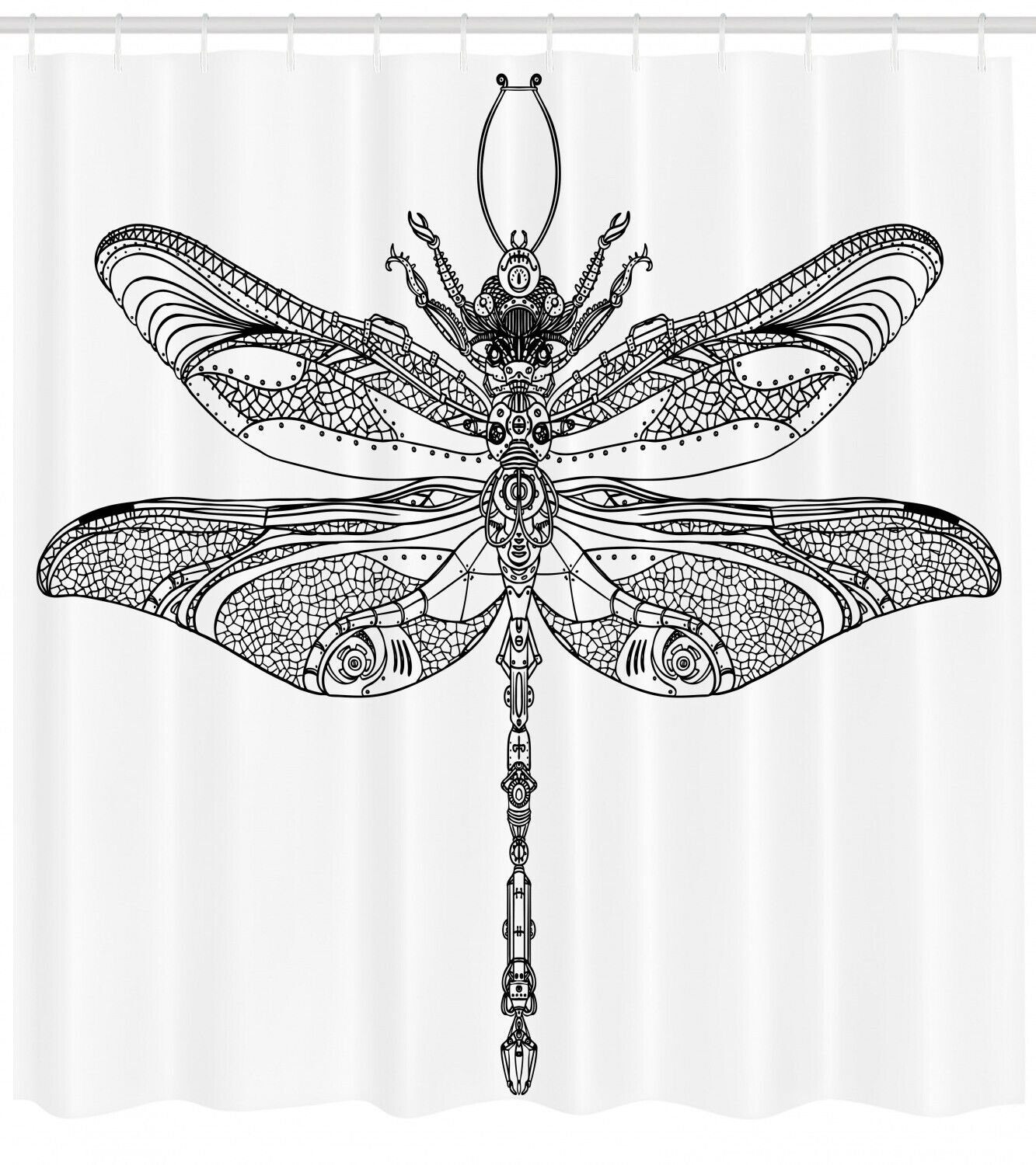 Baroque Ornamental Print Dragonfly Shower Curtain For Chic Bath Decorr - Image 2