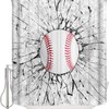 Baseball And Concrete Wall Damage Illustration Competition Shower Curtain For Sports Enthusiasts