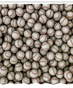 Baseball And Softball Print Shower Curtain, Sports Lover Bathroom Accessory