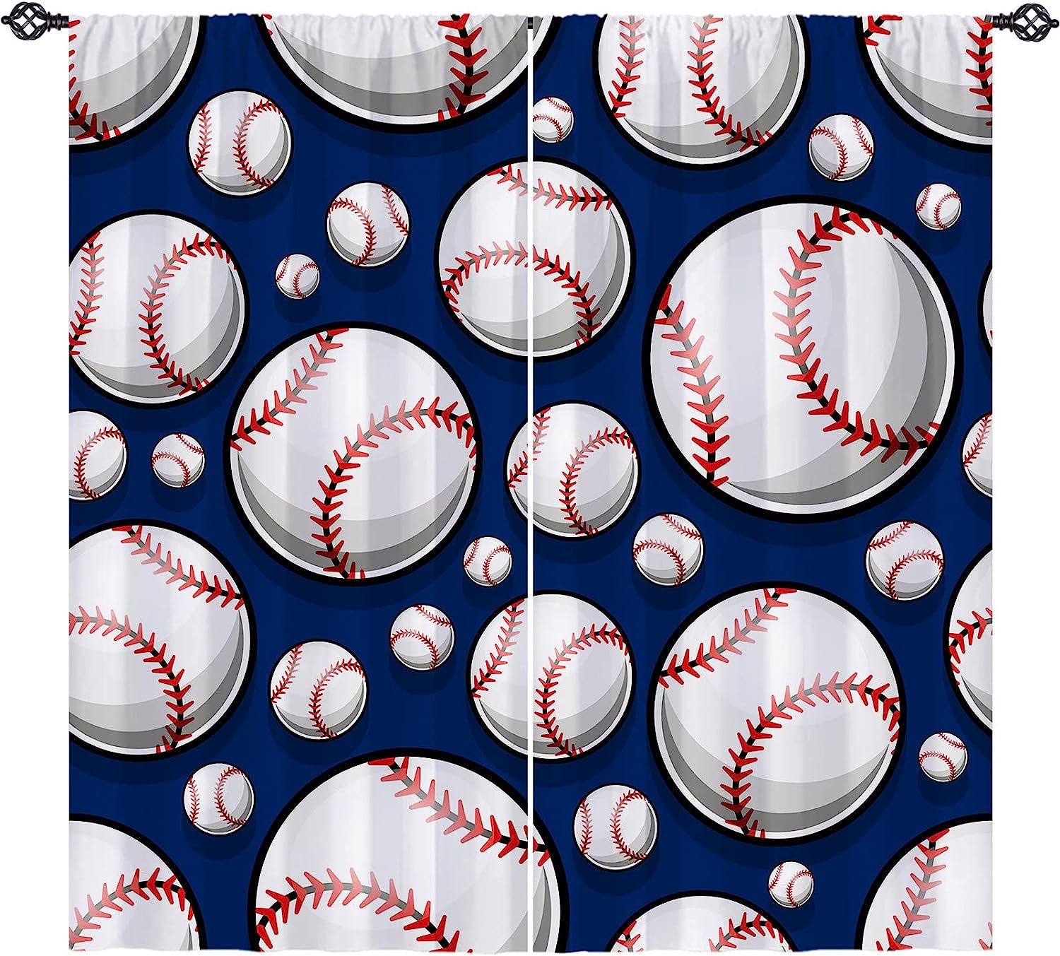 Baseball Ball And Anhope Curtains For Kids Sports Theme Window Drapes