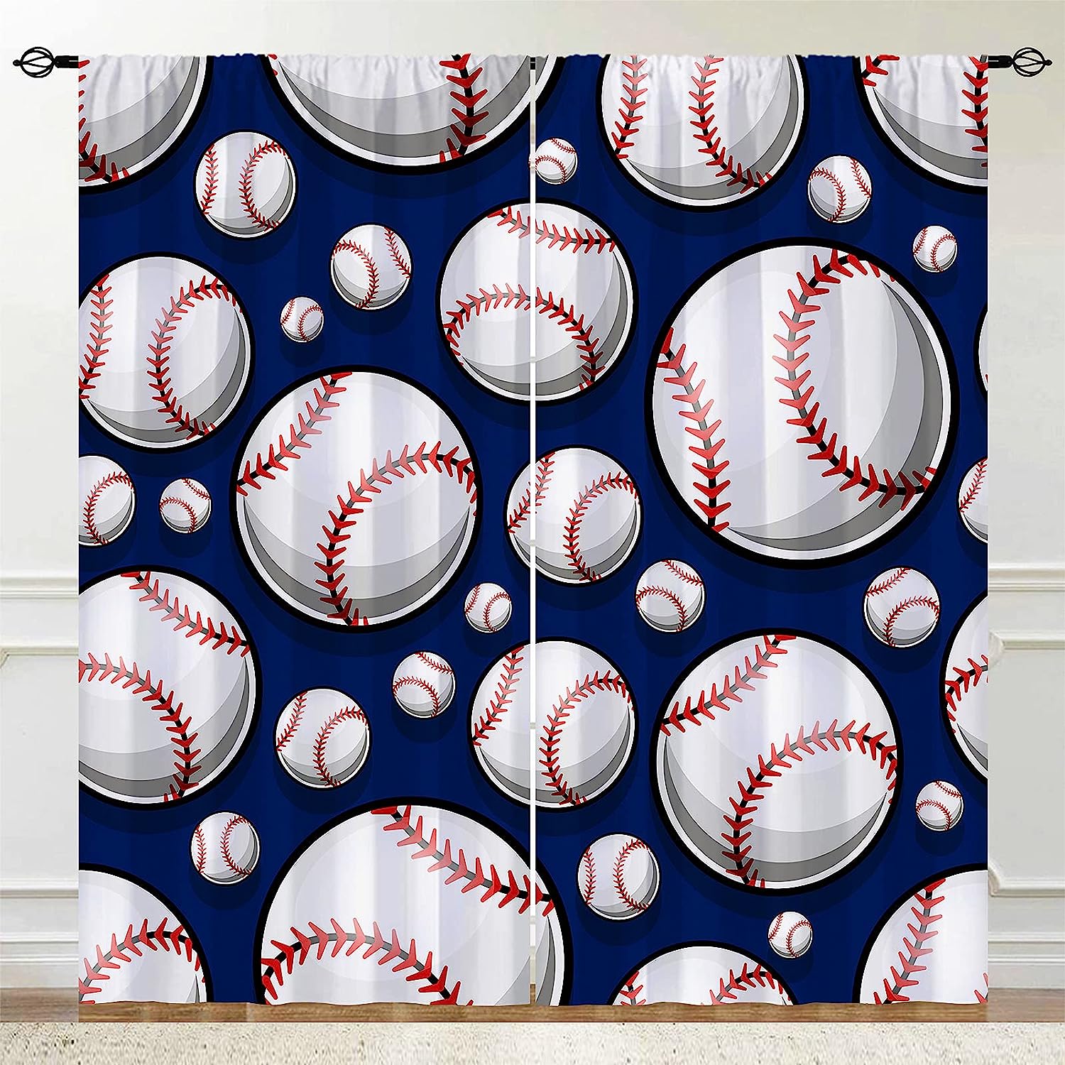 Baseball Ball And Anhope Curtains For Kids Sports Theme Window Drapes - Image 3