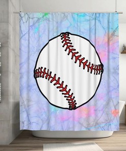Baseball Ball Sports Shower Curtain for a Sports-themed Bathroom