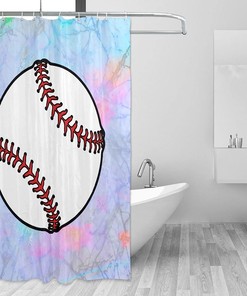 Baseball Ball Sports Shower Curtain for a Sports-themed Bathroom