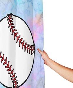 Baseball Ball Sports Shower Curtain for a Sports-themed Bathroom