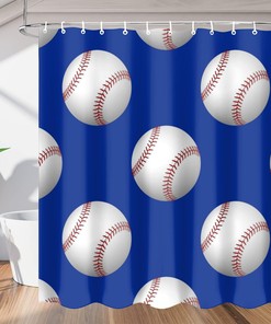 Baseball Balls Shower Curtain for Boys Bathroom Fabric Sports Theme Home Decor 
