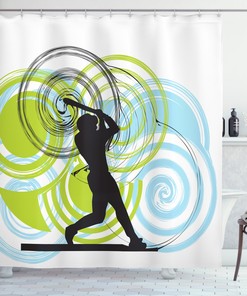 Baseball Cartoon Print Shower Curtain suitable for Children's Bathroom 