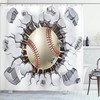 Baseball Concrete Wall Illustration Shower Curtain For Sports Bathroom Decor
