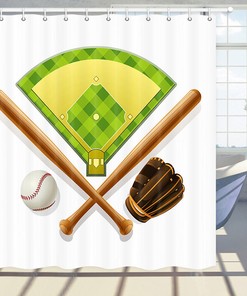 Baseball Field Vintage Bathroom Shower Curtain for the Sports Enthusiast