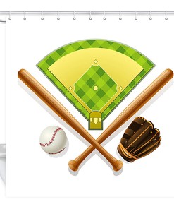 Baseball Field Vintage Bathroom Shower Curtain for the Sports Enthusiast