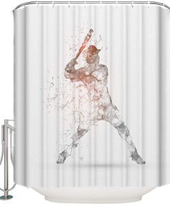 Baseball Game Shower Curtain Ideas With Microfiber Accents, Machine Washable