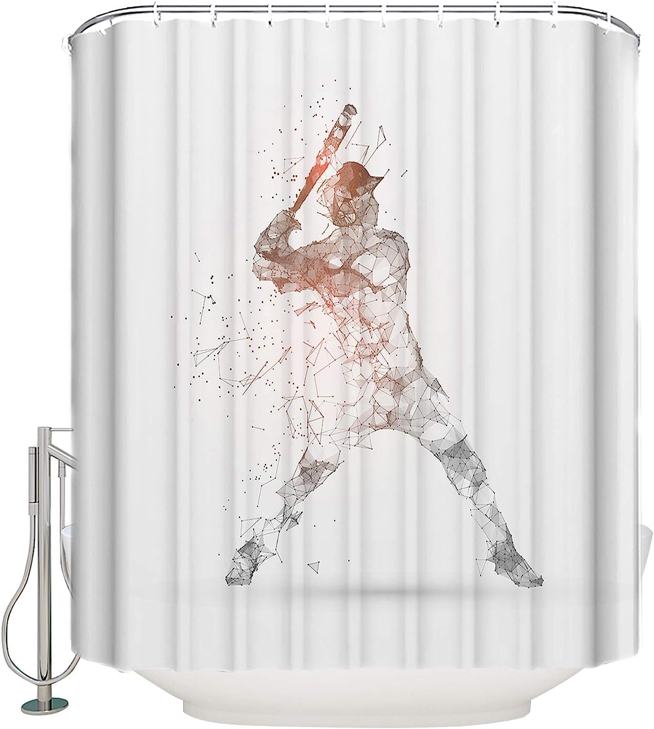 Baseball Game Shower Curtain Ideas With Microfiber Accents, Machine Washable
