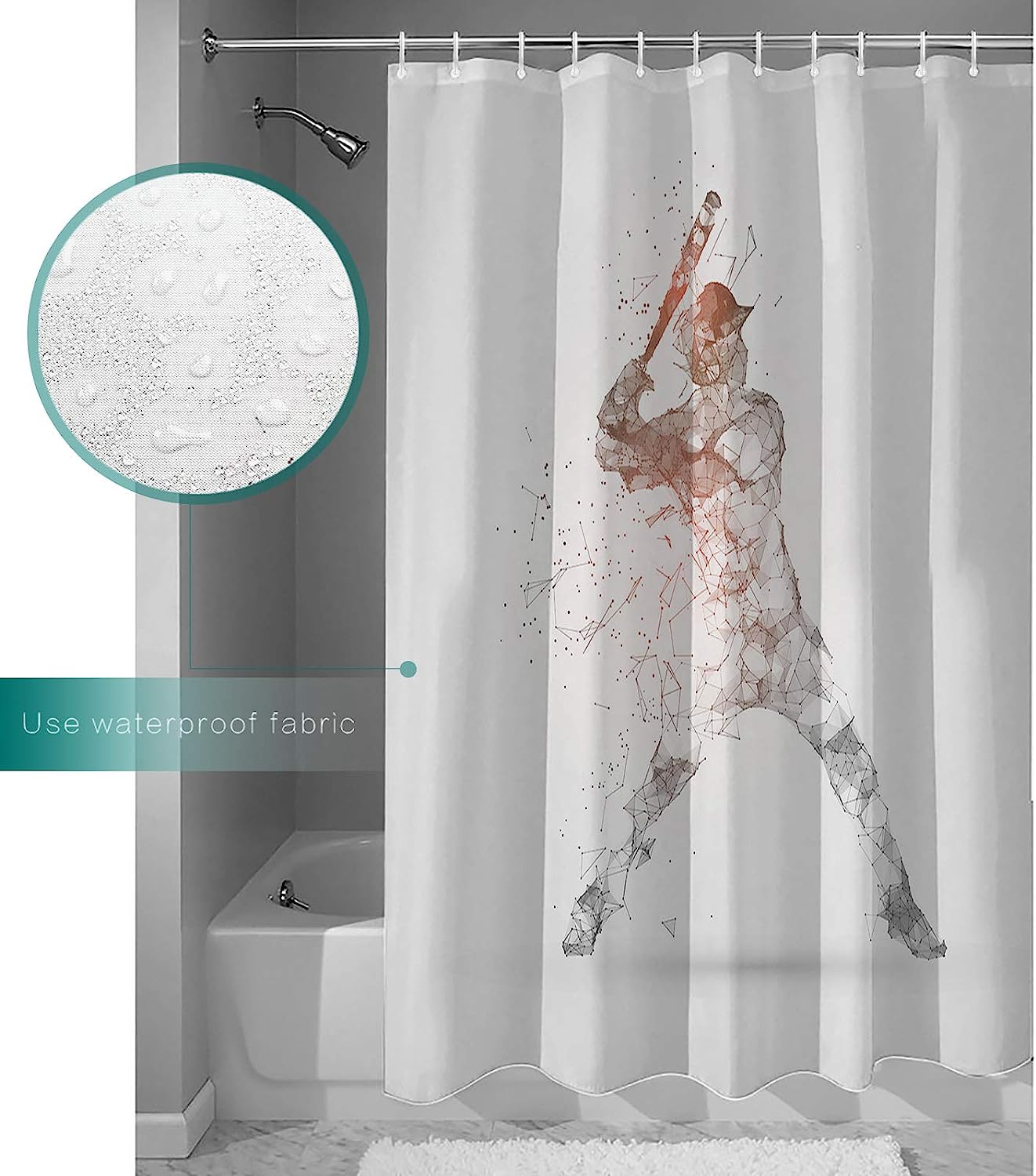 Baseball Game Shower Curtain Ideas With Microfiber Accents, Machine Washable - Image 3